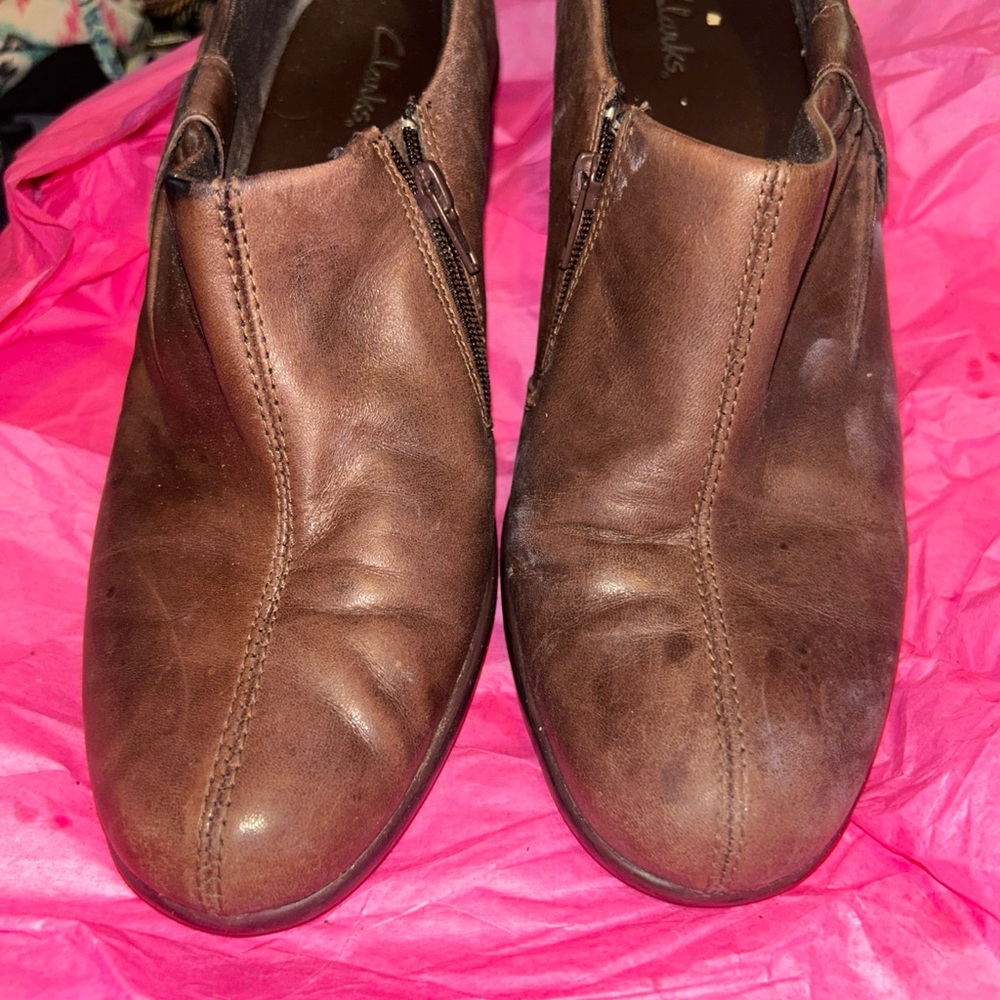 Clarks Brown Leather Ankle Boots